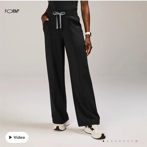 Figs Black Wide Leg Pants with Drawstring Waist